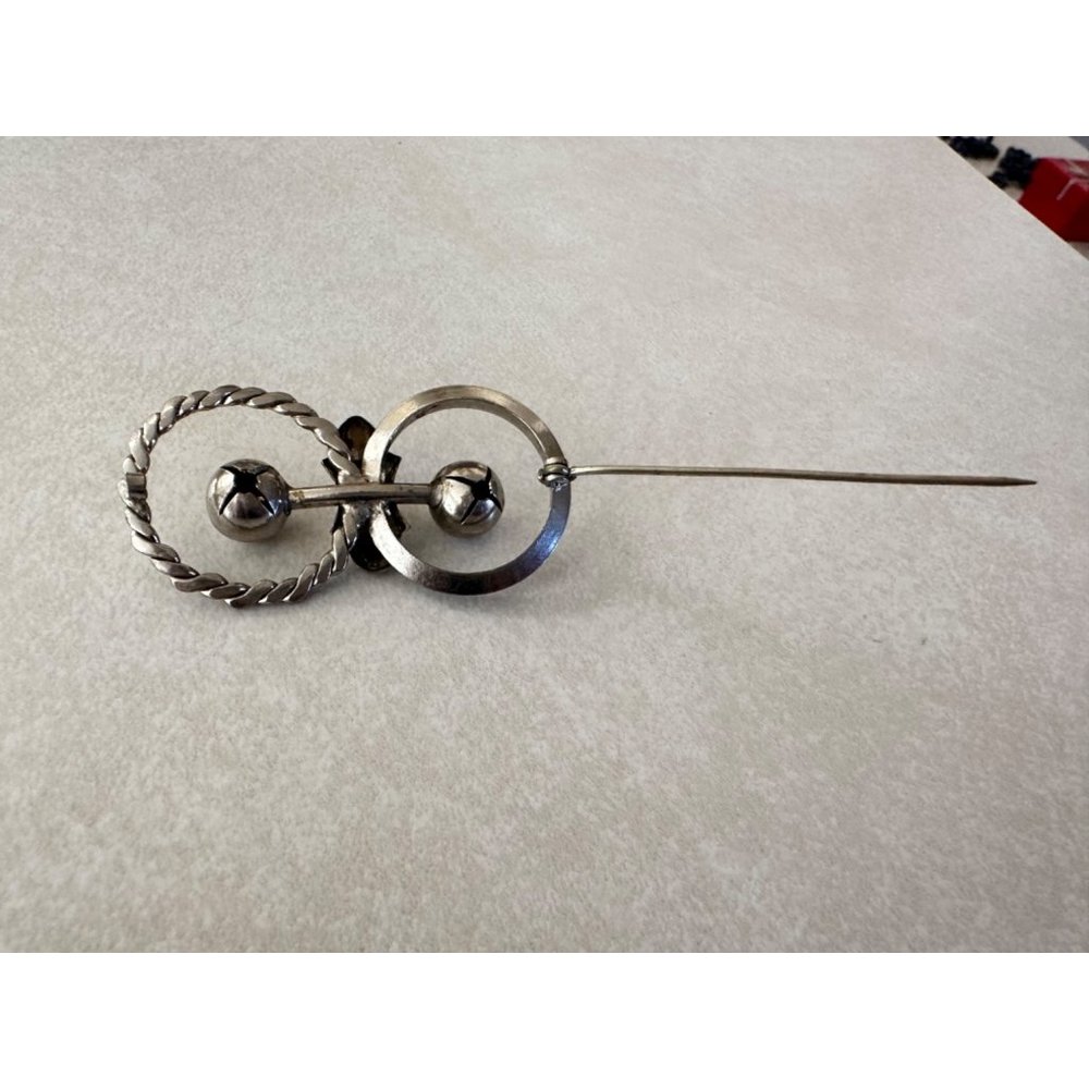 Antique Solid Sterling Silver Double Circle Spher… - image 4